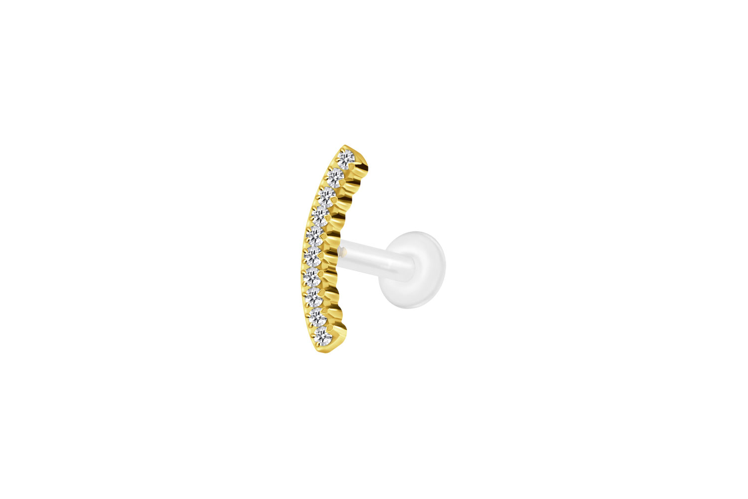 PTFE Labret Piercing mit Innengewinde + Titan-Aufsatz KRISTALLBOGEN
